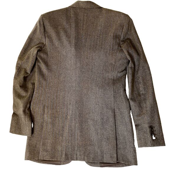 StudioSuits Wool Tweed Sport Coat Herringbone Brown Ticket Pocket 38 Academia - Picture 5 of 16